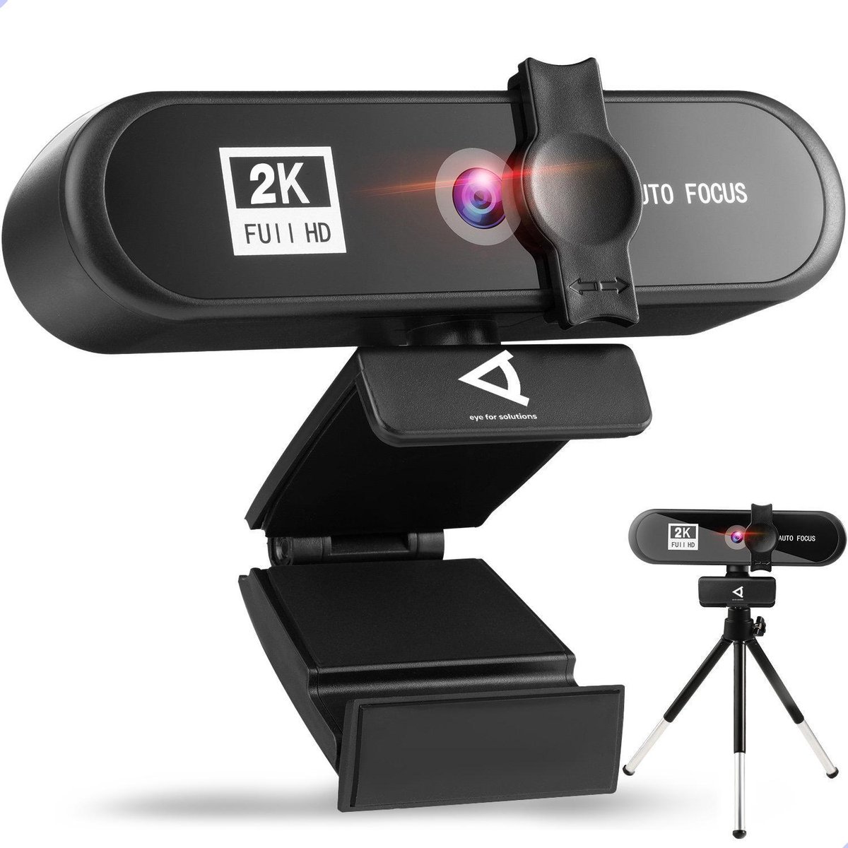 2K Webcam - Ingebouwde microfoon - Inclusief tripod - 1920x1080/30FPS - Inclusief privacy cover - Eye For Solutions