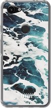 6F hoesje - geschikt voor Google Pixel 3a -  Transparant TPU Case - Waves #ffffff