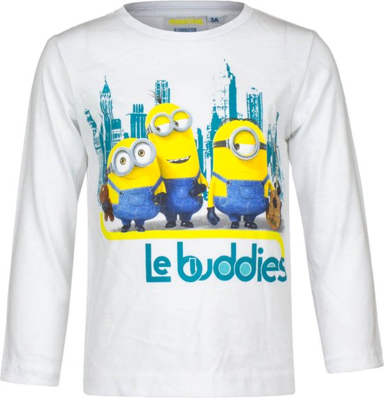 Minion shirt met lange mouw -  Le Buddies - wit - maat 110/116 (6 jaar)