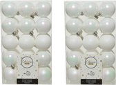 60x stuks plastic kerstballen parelmoer wit (iris) 6 cm - Onbreekbare kunststof kerstballen