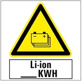 Pas op voor gestapelde li-ion batterijen sticker 100 x 100 mm