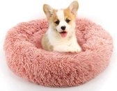 Donut hondenkussen | Zalm roze | 50 cm | Geschikt voor dieren van tot ongeveer 35cm | Hondenmand | Zacht, pluche en fluffy | Voor katten en honden, of andere huisdieren | By You-Home.nl