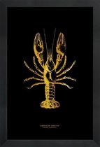 JUNIQE - Poster met houten lijst American Lobster gouden -20x30 /Goud