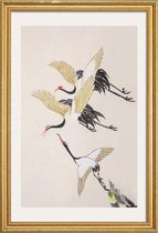 JUNIQE - Poster met houten lijst Vliegende kraanvogels -20x30 /Grijs &