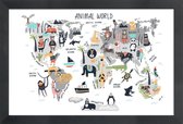 JUNIQE - Poster in houten lijst Animal Kingdom -60x90 /Kleurrijk