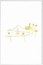 JUNIQE - Poster met kunststof lijst Hawaii gouden -40x60 /Goud & Wit
