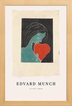 JUNIQE - Poster met houten lijst Munch - The Heart -13x18 /Blauw &