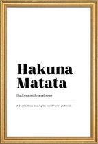 JUNIQE - Poster met houten lijst Hakuna Matata -40x60 /Wit & Zwart