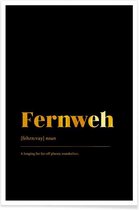 JUNIQE - Poster Fernweh gouden -13x18 /Goud & Zwart