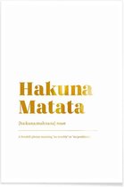 JUNIQE - Poster Hakuna Matata gouden -30x45 /Goud & Wit