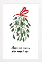 JUNIQE - Poster met houten lijst Mistletoe -13x18 /Groen & Rood