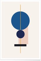 JUNIQE - Poster Equilibrium gouden -13x18 /Blauw & Goud