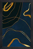 JUNIQE - Poster met houten lijst Ghost gouden -30x45 /Blauw & Goud