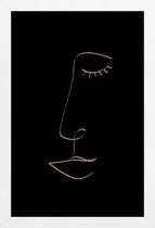 JUNIQE - Poster met houten lijst Line Portrait gouden -30x45 /Goud &