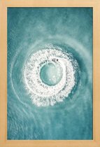 JUNIQE - Poster in houten lijst Ocean Swirl -30x45 /Blauw