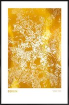 JUNIQE - Poster met kunststof lijst Berlin Map gouden -30x45 /Goud &