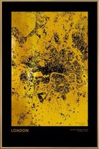 JUNIQE - Poster met kunststof lijst London gouden -13x18 /Goud & Zwart
