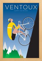 JUNIQE - Poster in houten lijst Ventoux -60x90 /Blauw & Geel