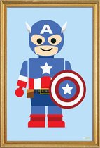 JUNIQE - Poster met houten lijst Capitan America Speelgoed -60x90