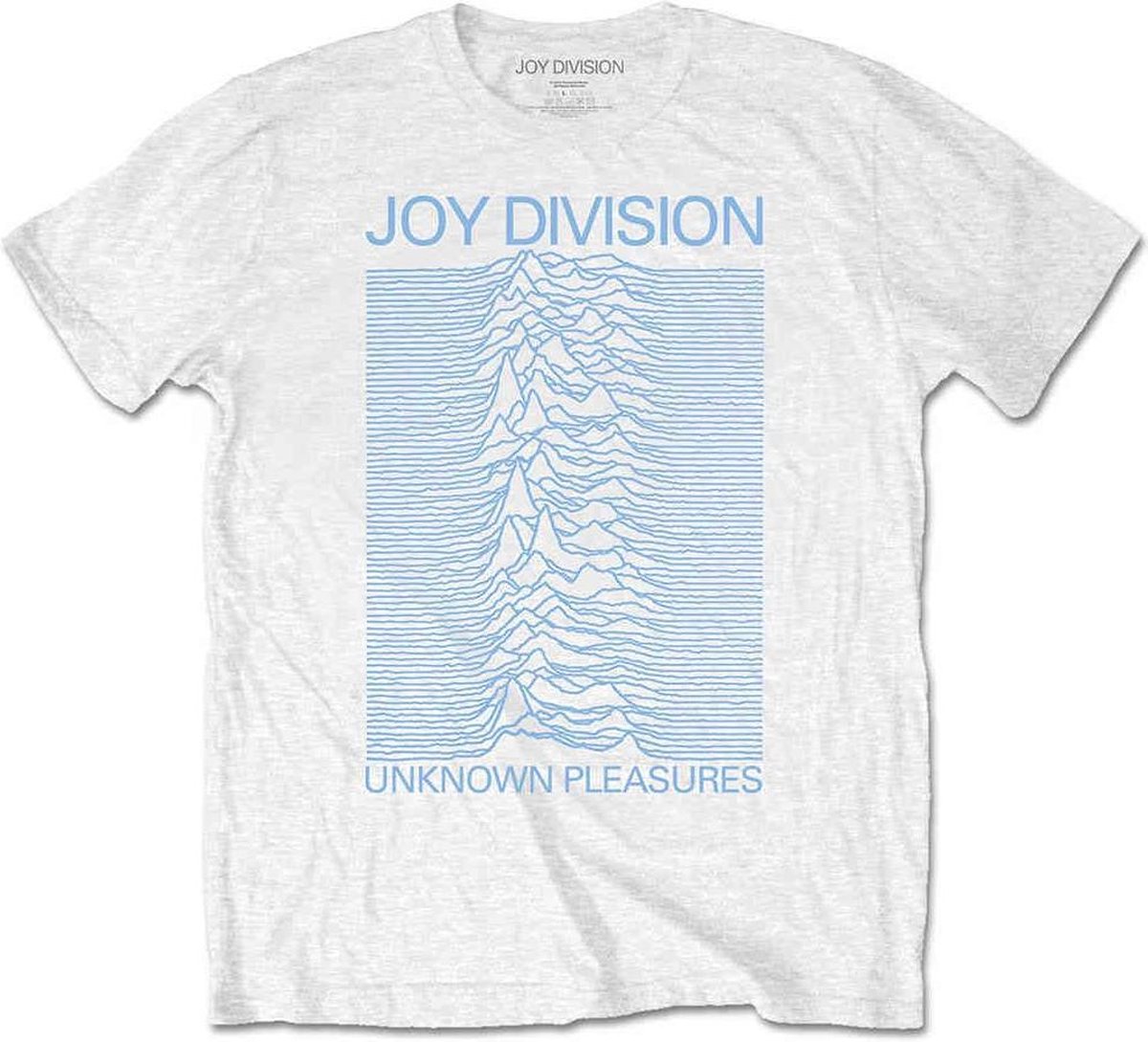 Joy Division - Unknown Pleasures Blue On White Heren T-shirt - L - Wit - Rock Off