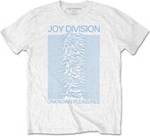 Joy Division Heren Tshirt -L- Unknown Pleasures Blue On White Wit