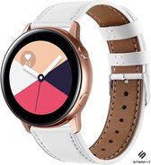Leer Smartwatch bandje - Geschikt voor  Samsung Galaxy Watch Active / Active2 bandje leer - wit - Strap-it Horlogeband / Polsband / Armband