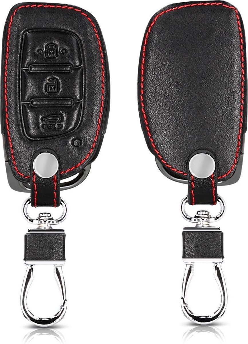 kwmobile autosleutelhoes compatibel met Hyundai 3-knops autosleutel Keyless Go - hardcover beschermhoes - Carbon - zwart