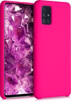kwmobile telefoonhoesje voor Samsung Galaxy A51 - Hoesje met siliconen coating - Smartphone case in neon roze