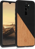 kwmobile hoesje voor Xiaomi Redmi Note 8 Pro - Backcover in zwart / bruin -Smartphonehoesje - Twee Kleuren Hout design