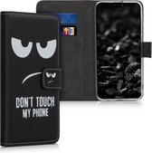 kwmobile telefoonhoesje voor Huawei P20 Lite (2019) - Hoesje met pasjeshouder in wit / zwart - Don't Touch My Phone design