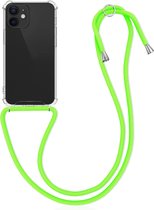 kwmobile telefoonhoesje compatibel met Apple iPhone 12 mini - Hoesje met koord - Back cover in transparant / neon groen