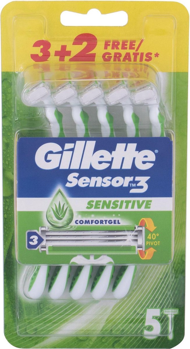Gillette Scheermesjes Sensor 3 Sensitive Comfortgel 5 wegwerpmesjes