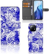 Book Style Case Xiaomi Mi 11 Smartphone Hoesje Angel Skull Blue