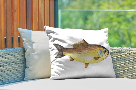 Coussins d'extérieur - Jardin - Poisson giebel doré sur fond blanc - 60x40 cm