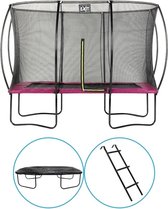EXIT Toys - Trampoline Met Veiligheidsnet - Op Poten - Silhouette - Rechthoekig - 214x305cm - Roze - Inclusief Ladder en Afdekhoes