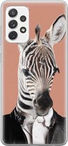 Samsung Galaxy A52 hoesje siliconen - Baby zebra - Soft Case Telefoonhoesje - Print / Illustratie - Roze