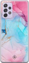 Samsung A72 hoesje siliconen - Marmer blauw roze | Samsung Galaxy A72 case | multi | TPU backcover transparant