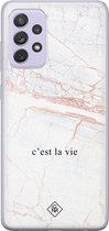 Samsung A72 hoesje siliconen - C'est la vie | Samsung Galaxy A72 case | Bruin/beige | TPU backcover transparant