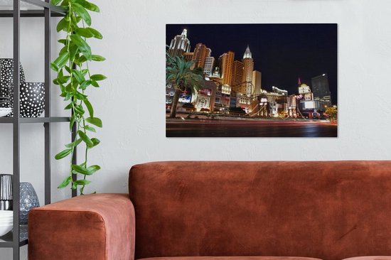 Canvas Schilderij Strip - Las Vegas - Straat - 60x40 cm - Wanddecoratie