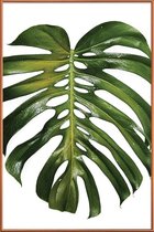 JUNIQE - Poster met kunststof lijst Monstera foto -13x18 /Groen & Wit
