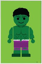 JUNIQE - Poster met kunststof lijst Hulk Toy -13x18 /Groen & Paars