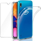 Silicone hoesje transparant met 2 Pack Tempered glas Screen Protector Geschikt voor: Samsung Galaxy A10