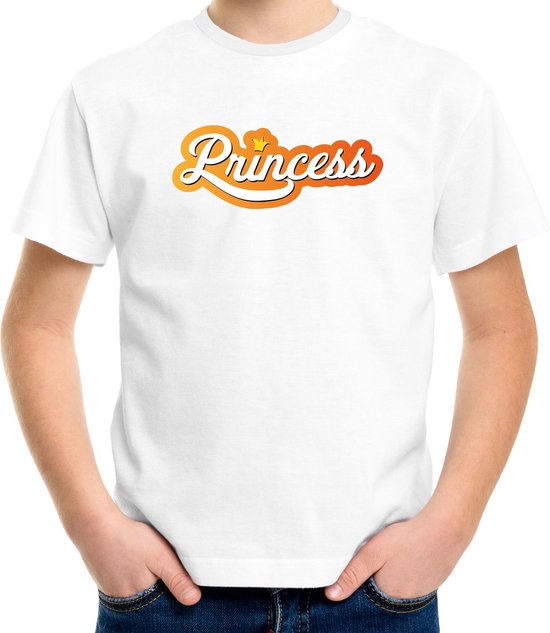 Princess Koningsdag t-shirt - wit - kinderen -  Koningsdag shirt / kleding / outfit 134/140