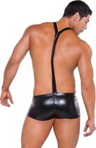 Zeus Wetlook Suspender Shorts - Black - O/S - Lingerie For Him - Boxer Shorts