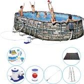 Power Steel Ovaal STONE SPA JETS 610x366x122 cm - Zwembad Inclusief Accessoires