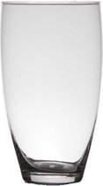 Transparante home-basics vaas/vazen van glas 25 x 14 cm - Bloemen/takken/boeketten vaas voor binnen gebruik
