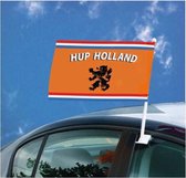 1x Oranje Holland autovlag met leeuw 30x45 - Oranje feest/ EK/ WK versiering artikelen