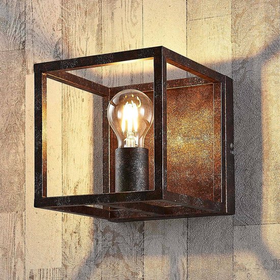 Lindby - plafondlamp - 1licht - metaal - H: 18 cm - E27 - antiek roest