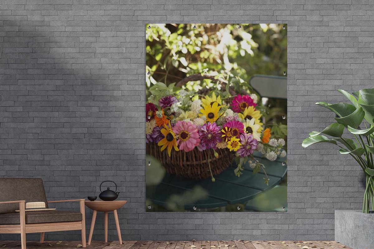 Muurdecoratie buiten Bloemen Lente Mand 120x160 cm