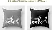 2 Stuks Velvet Terracotta Sierkussensloop -Hoge Kwaliteit Fluweel Kussen hoes-Past Ikea's Kussens- Super Zachte Korte Fleece-50*50cm-Zwart+Grijs GET NAKED - Sale!